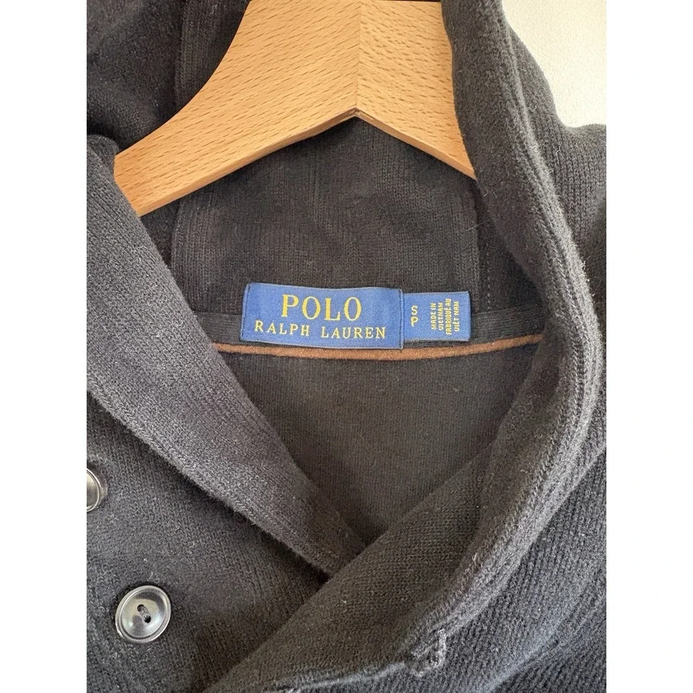 Polo Ralph Lauren Black S Preppy Country Club JerseyShawl Collar PulloverSweater